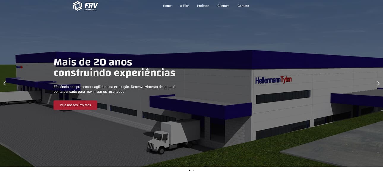 Home do site da FRV Construções
